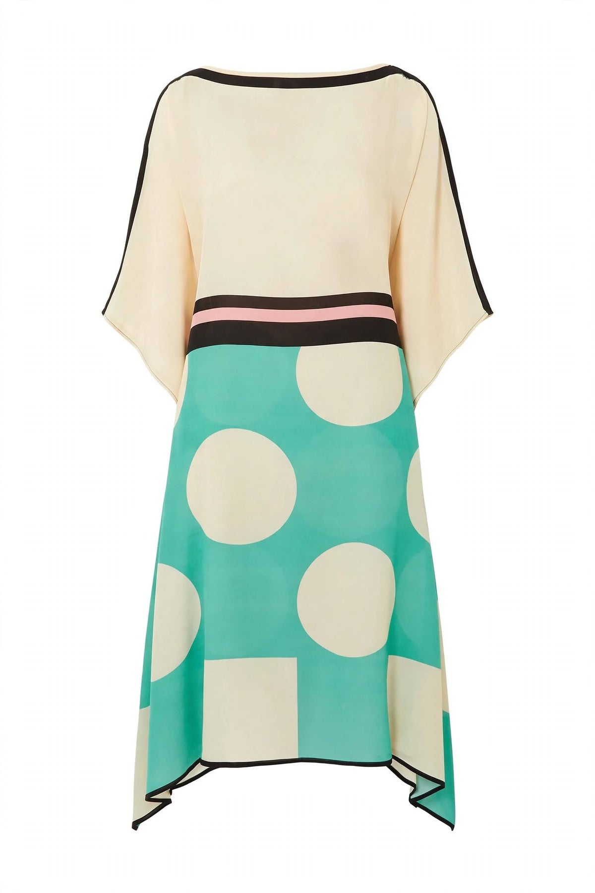 Geometric Polka Dot Silk Kaftan Dress