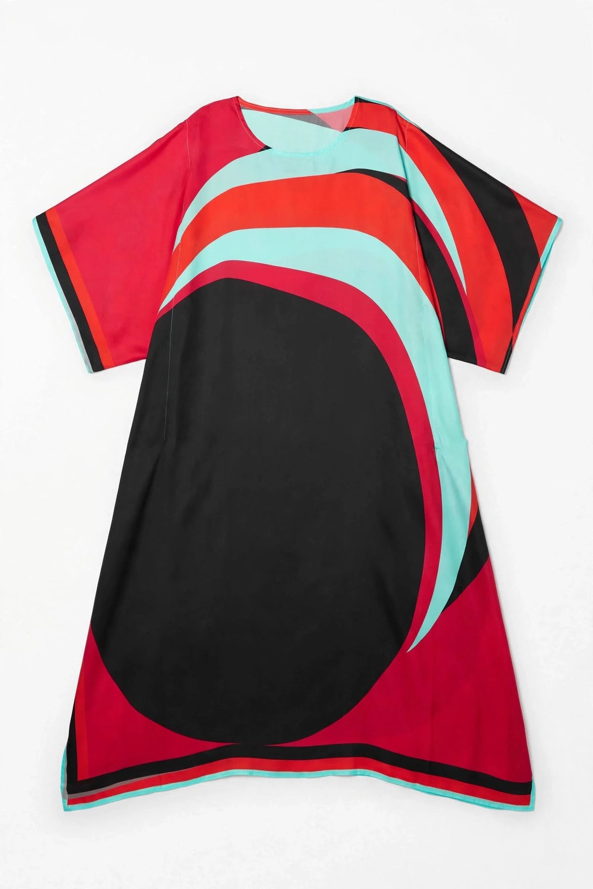 Abstract Swirl Silk Kaftan Dress