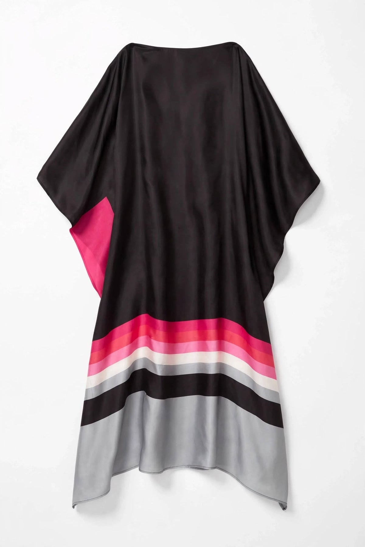 Sunset Stripe Satin Kaftan Dress - Black Multi