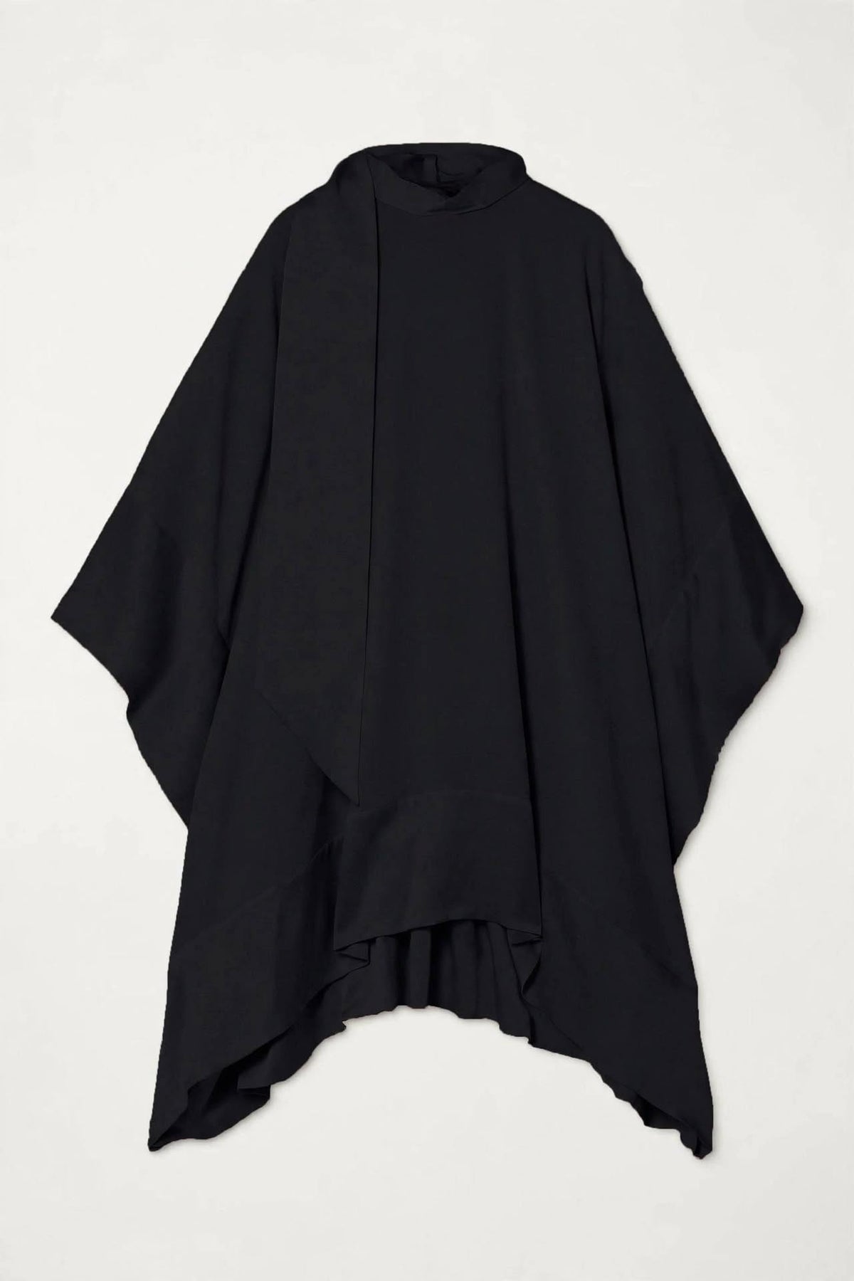 Black Asymmetrical High-Low Cape Kaftan Co-ord Set