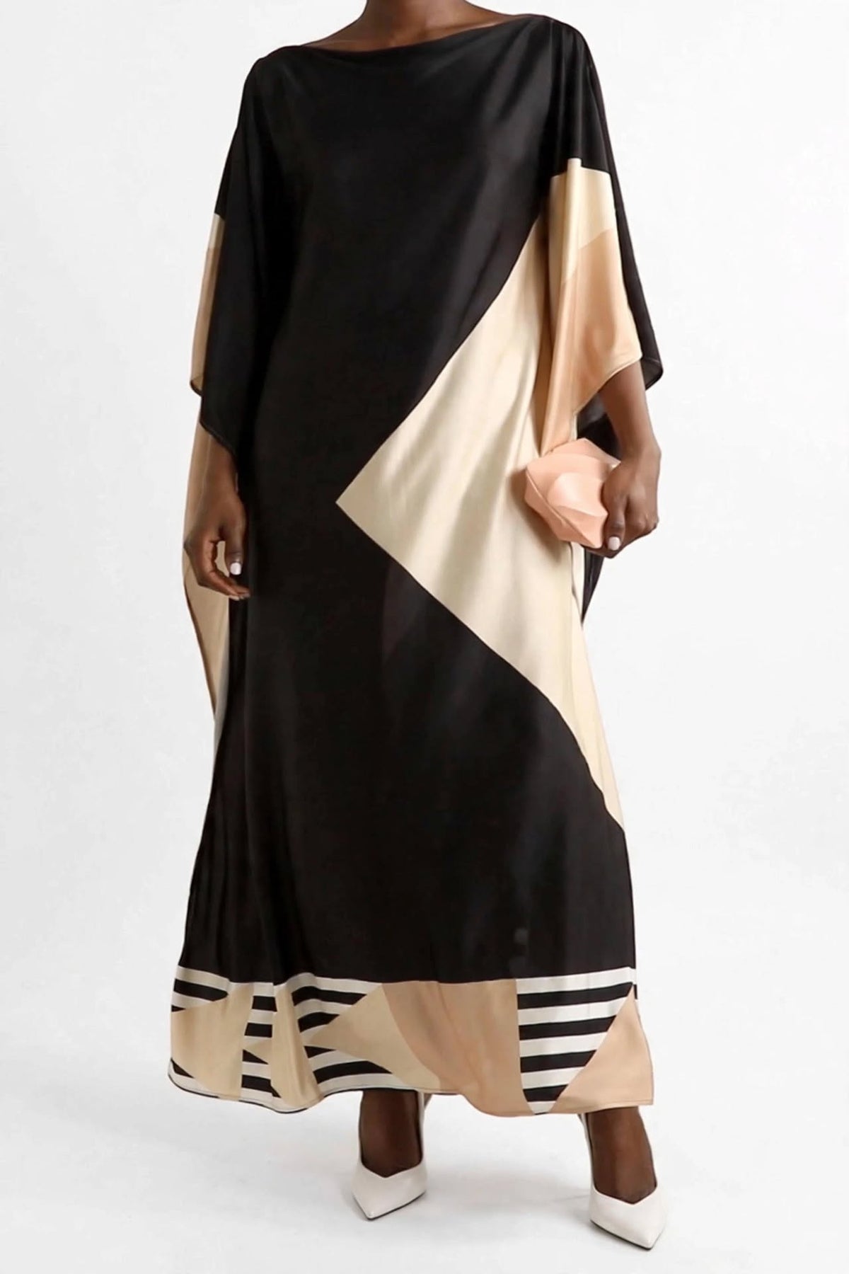 GEOMETRIC Silk Kaftan Dress