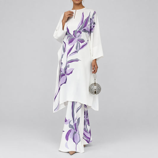 Ivory Iris - Printed Straight Co-ord Set