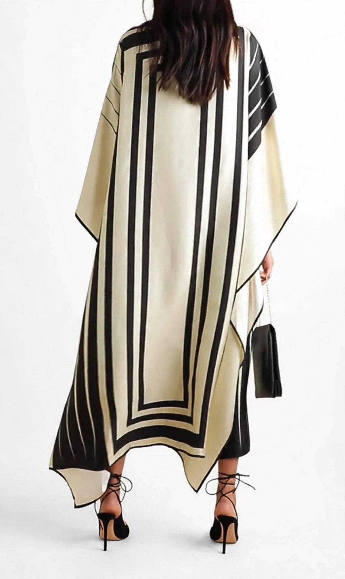 The Linear Kaftan Dress - Black & Ivory