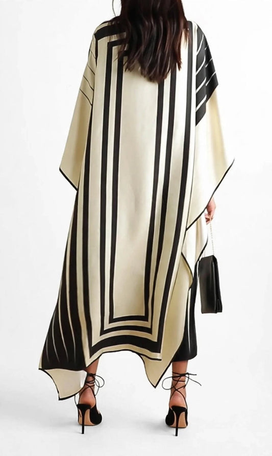 The Linear Kaftan Dress - Black & Ivory