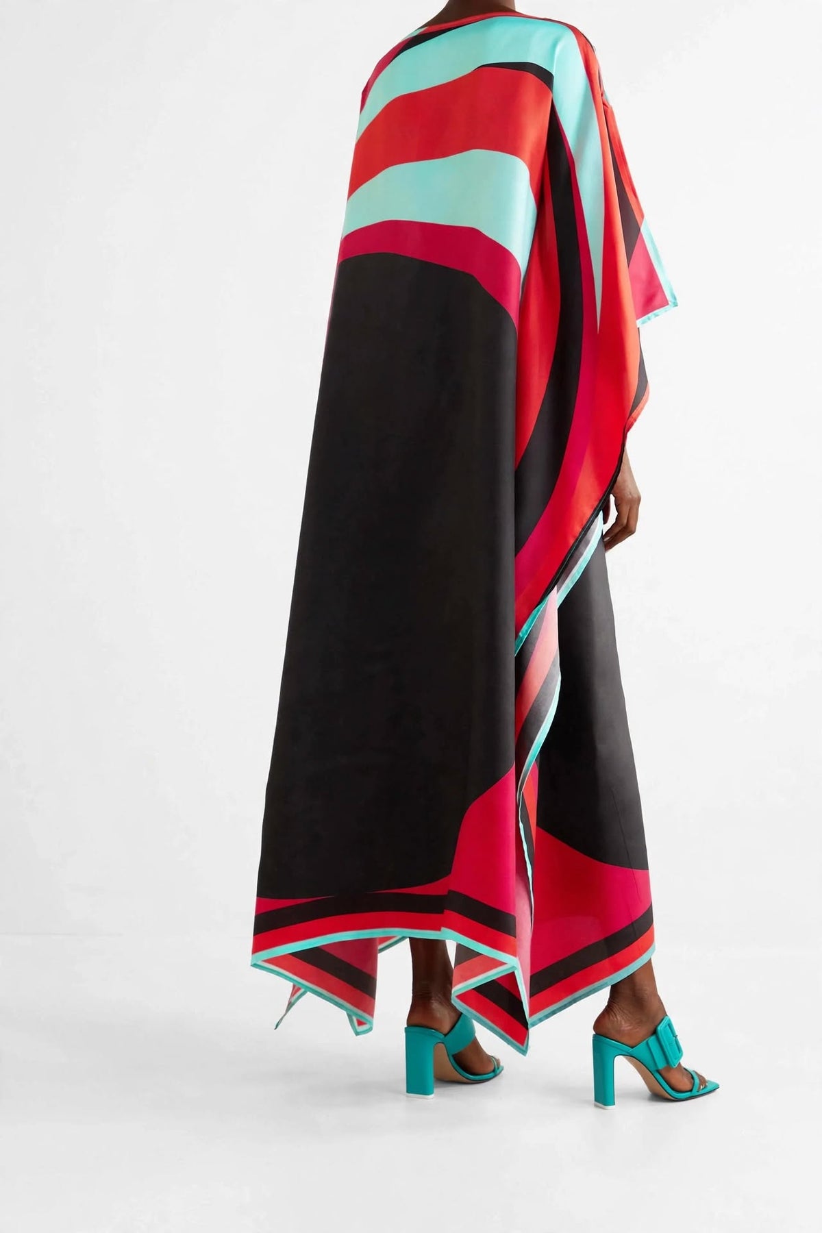 Abstract Swirl Silk Kaftan Dress