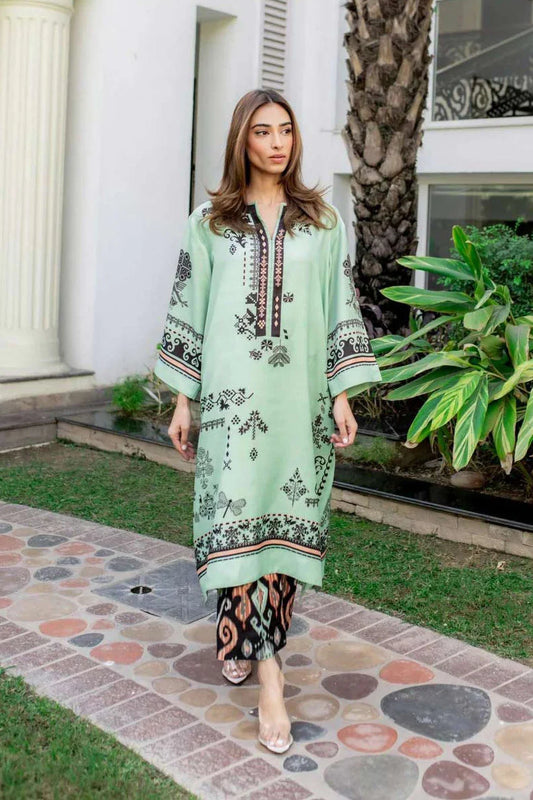 Mint Ikat Kurta Pant Co-ord Set