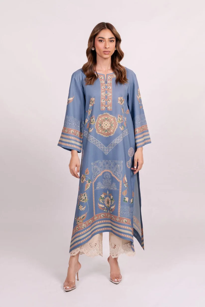 Powder Blue Vintage Medallion Printed Co-ord Set