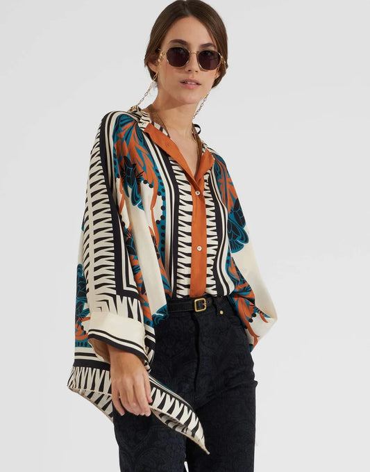 Amalfi Boho - Ivory Printed Kaftan Co-ord Set
