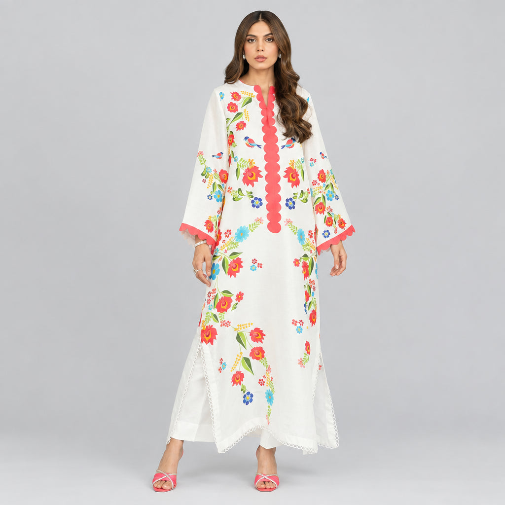 Floral Embroidered Scalloped Cords