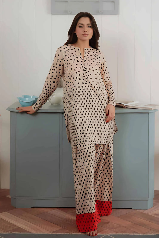 Beige & Black Polka Dot Co-ord Set