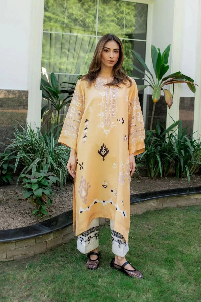 Sunlit Ikat - Mustard Yellow Printed Co-ord Set