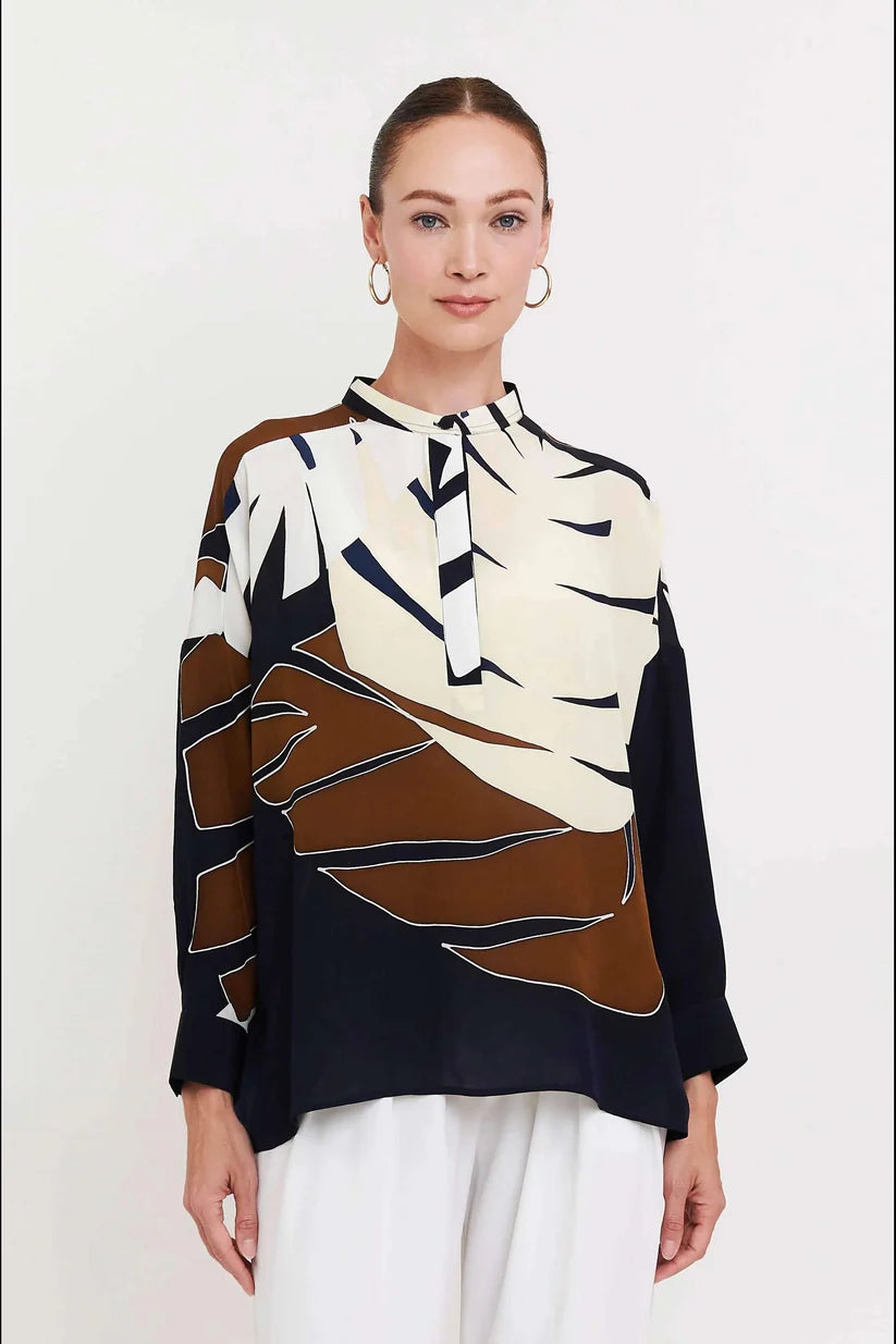 Navy Earth Abstract Leaf Shirt