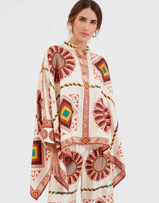 Solara - Off-White Geometric Medallion Kaftan Co-ord Set