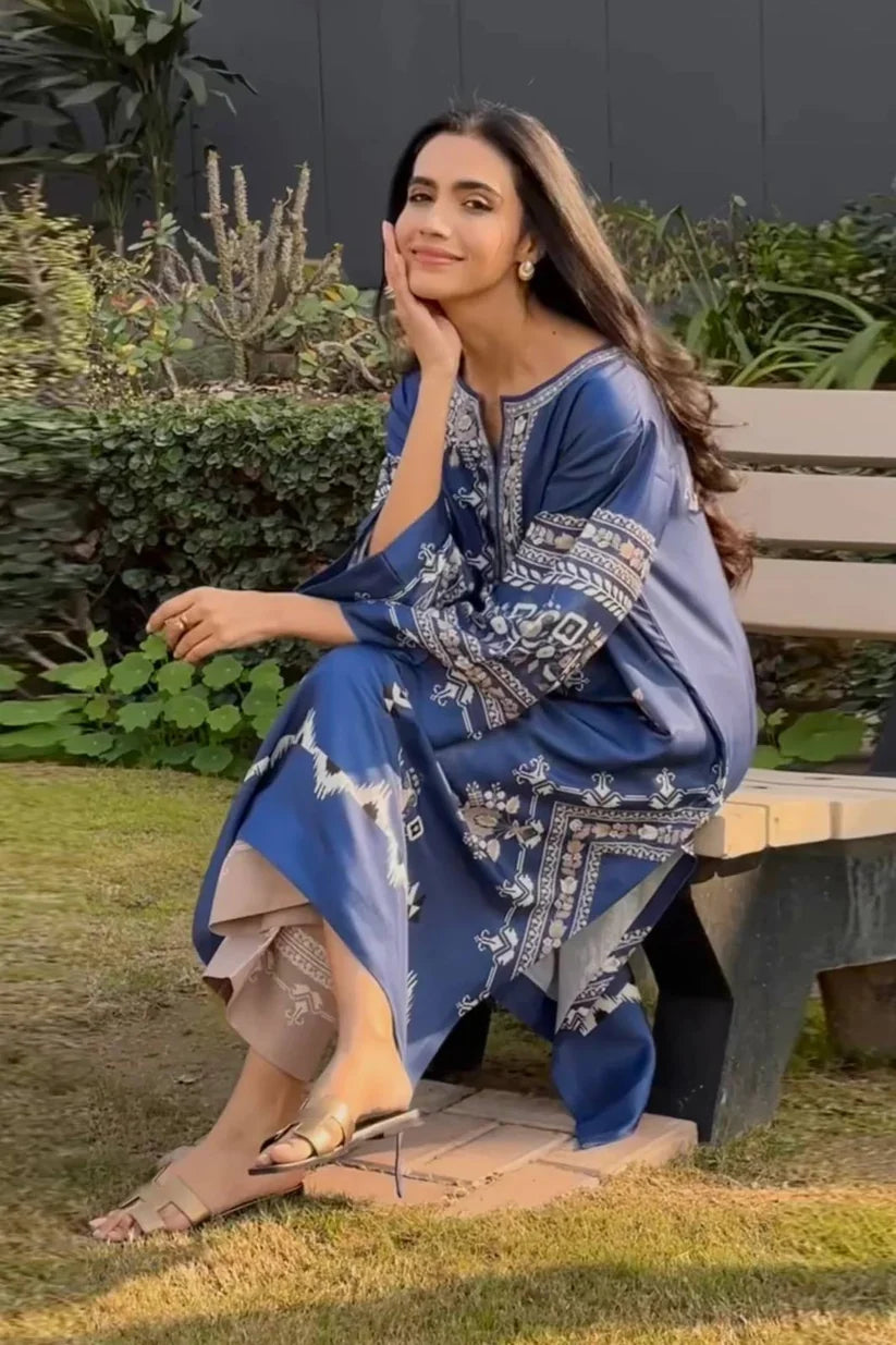 Indigo Ikat - Royal Blue Printed Co-ord Set