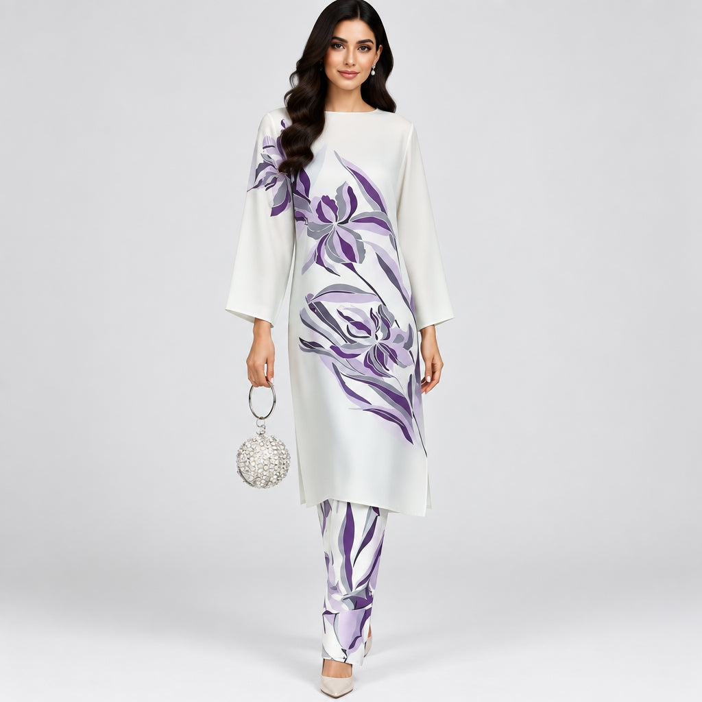 Ivory Iris - Printed Straight Co-ord Set