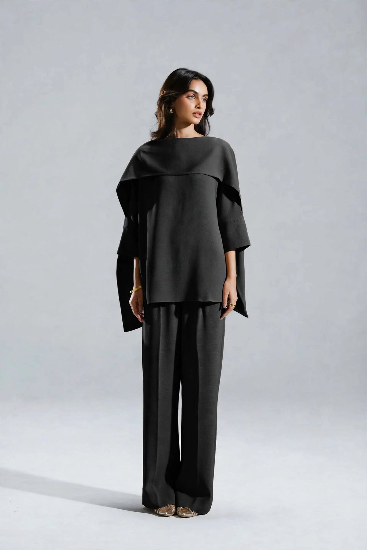 Luna Cape Draped Co-Ord Set - Effortless Luxury