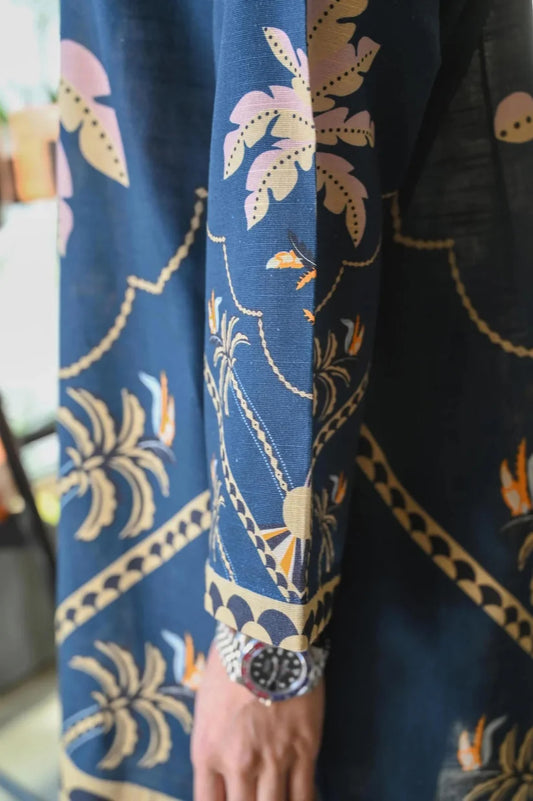 Midnight Blue Tropical Co-Ord Set