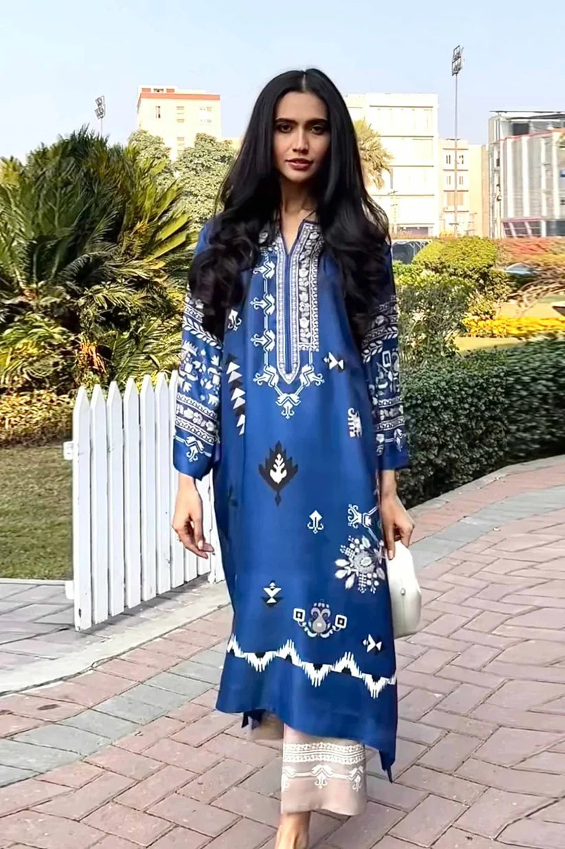 Indigo Ikat - Royal Blue Printed Co-ord Set
