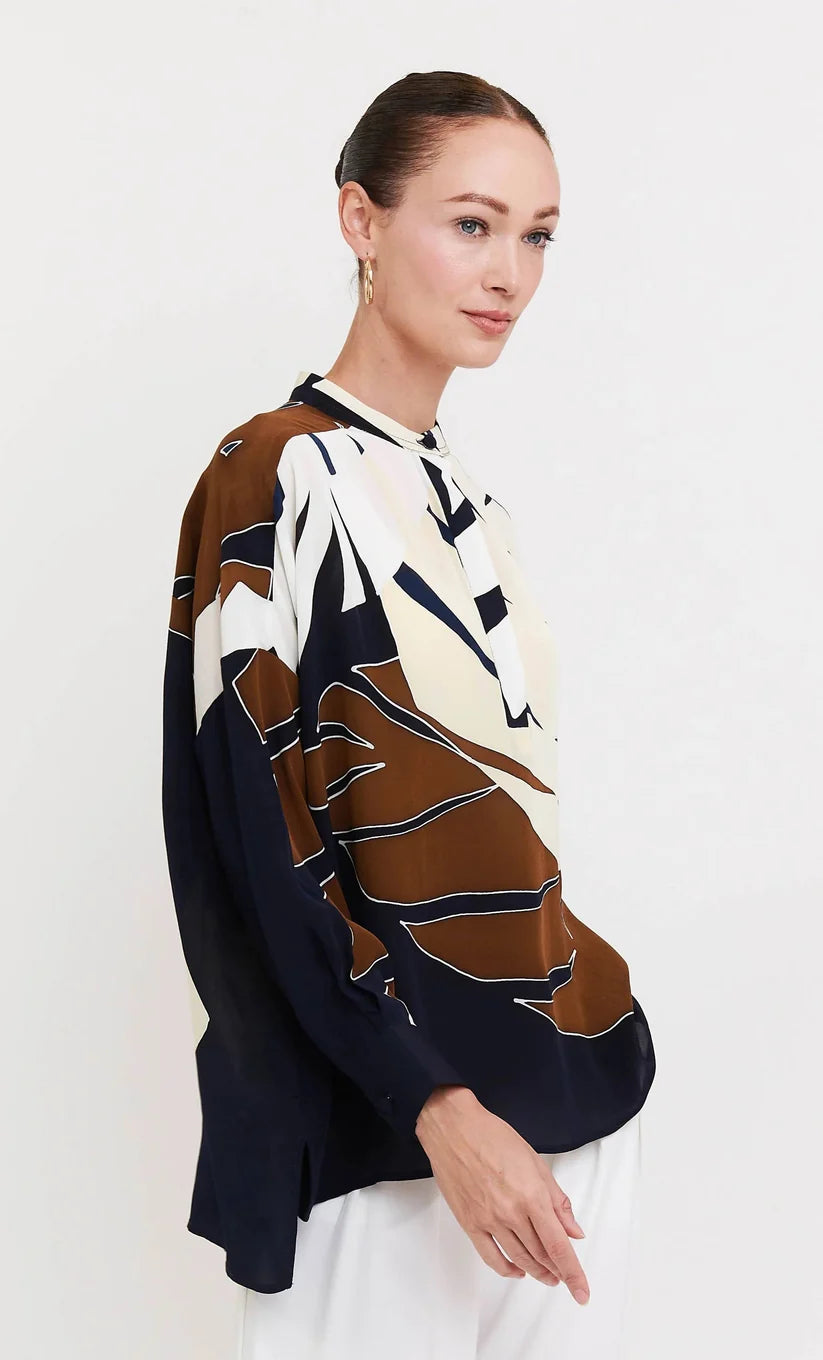 Navy Earth Abstract Leaf Shirt