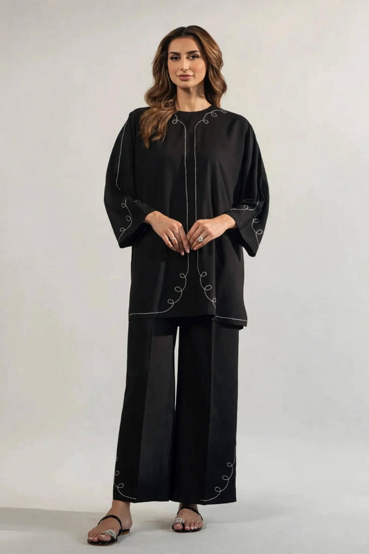 Black Doodle Embroidered Co-Ord