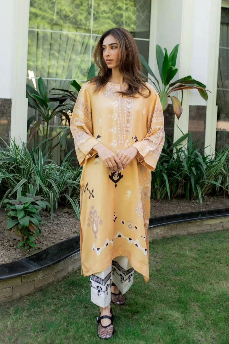 Sunlit Ikat - Mustard Yellow Printed Co-ord Set