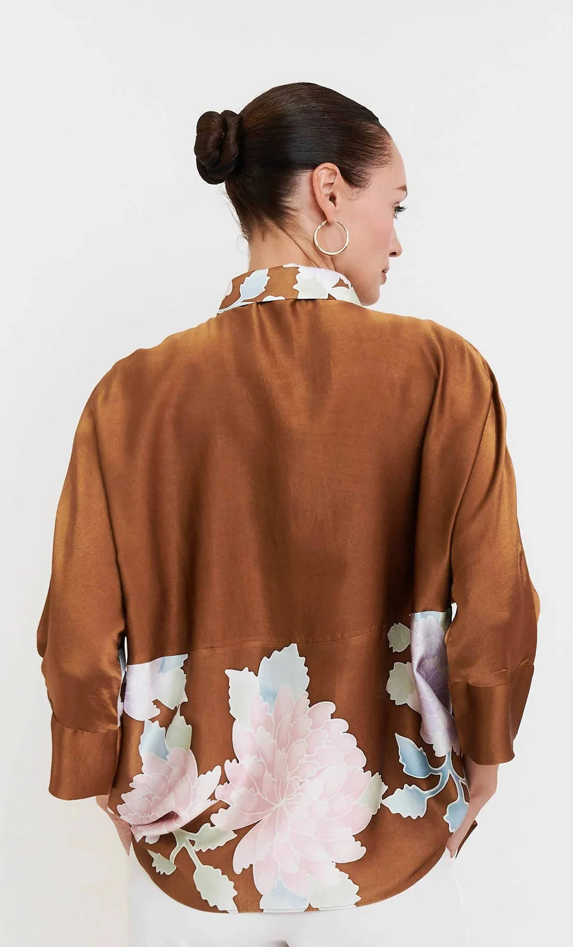 Mocha Bloom Oversized Shirt