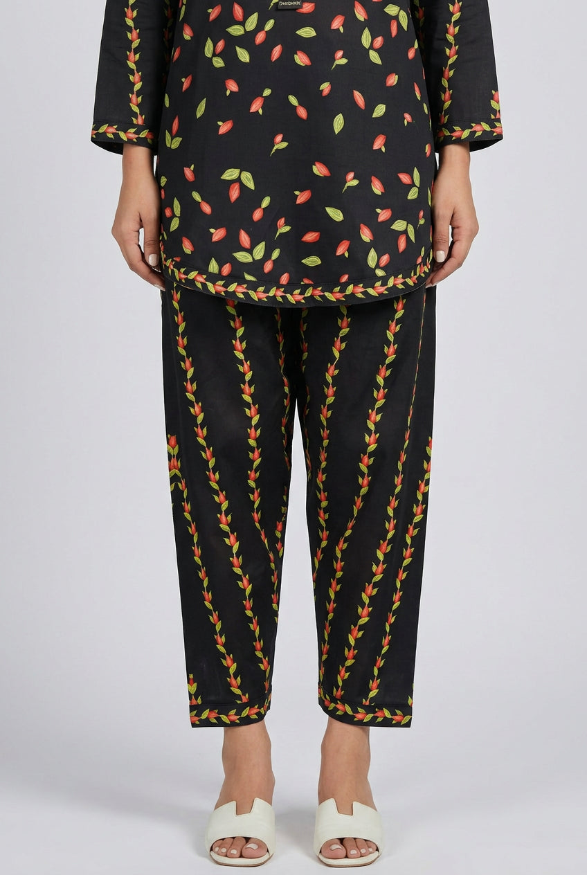 Midnight Garden - Black Falling Leaves Co-ord Set