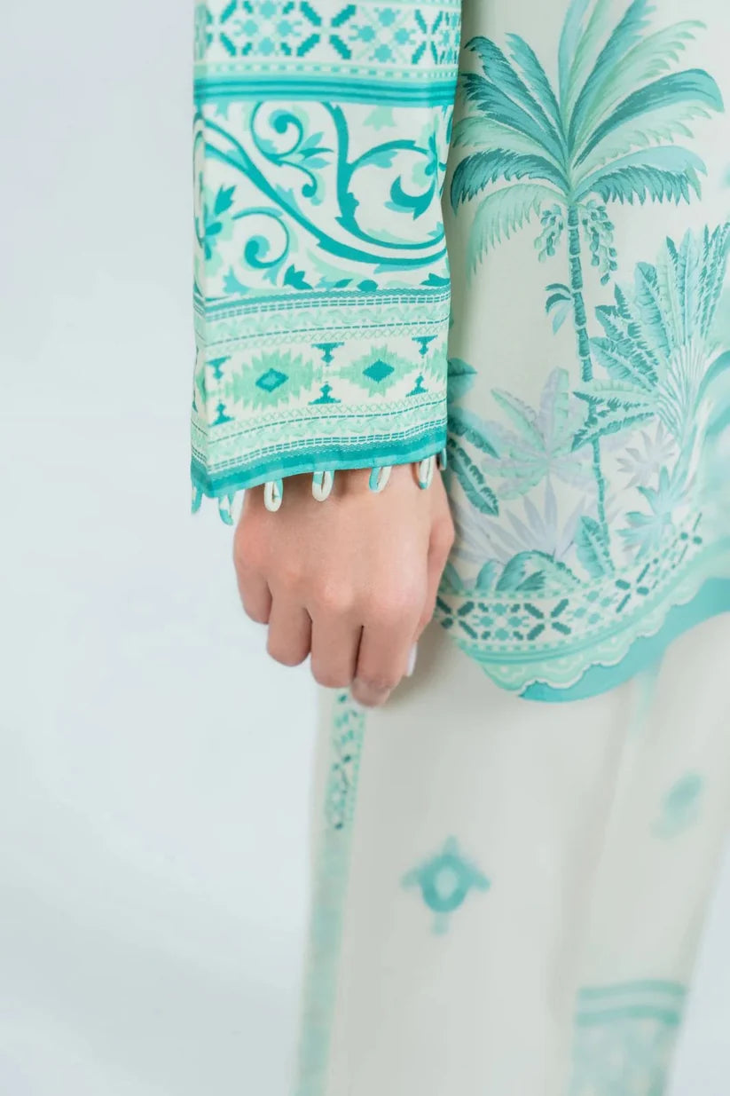 Aqua Palm Print Co-ord Set