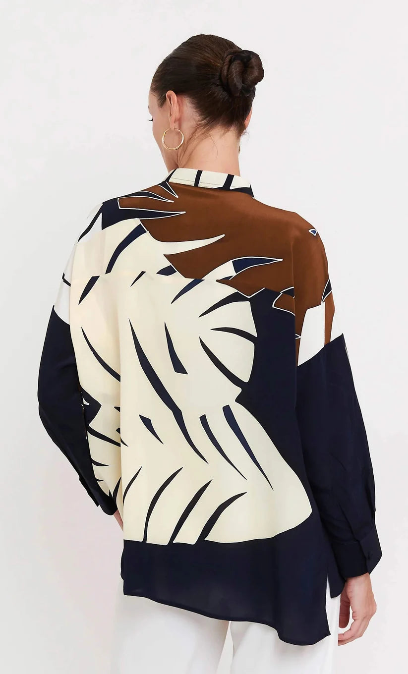 Navy Earth Abstract Leaf Shirt