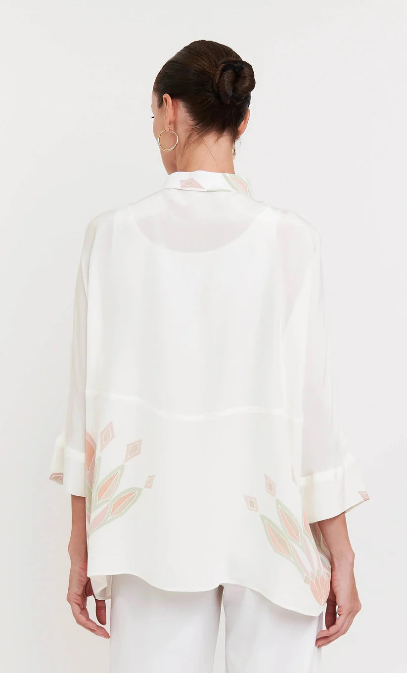 Ivory Bloom Printed Collared Top