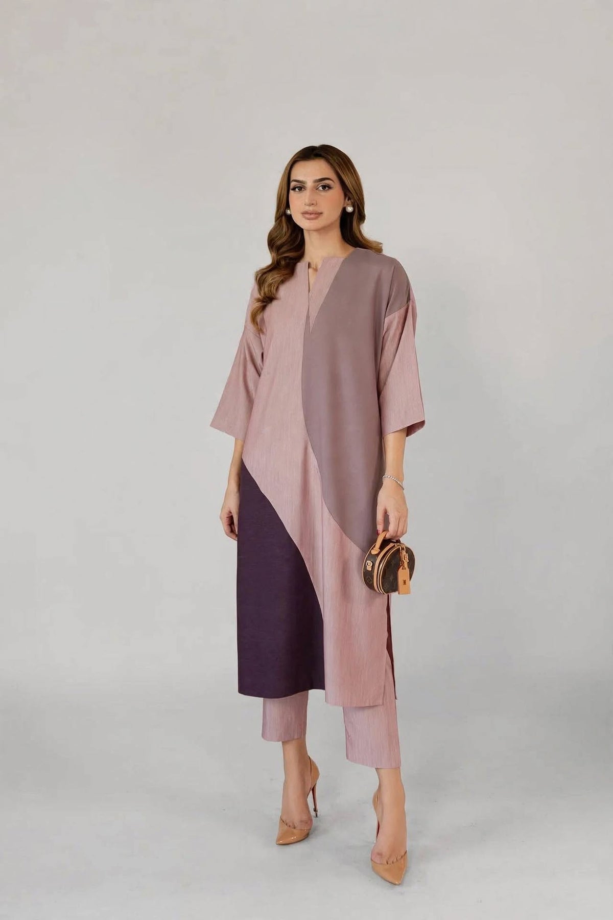 Mauve Color-Block  Co-ord Set
