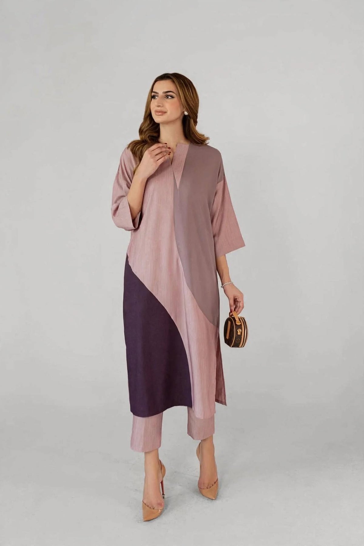 Mauve Color-Block  Co-ord Set