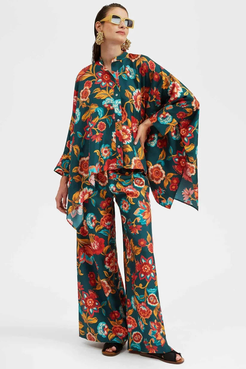 Teal Tropical Bloom Kaftan Co-ord Set