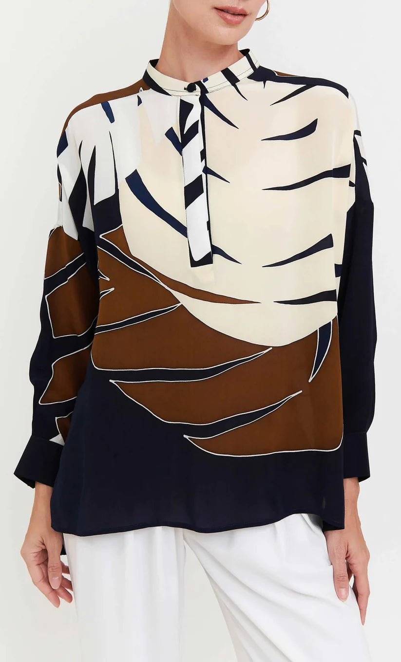 Navy Earth Abstract Leaf Shirt