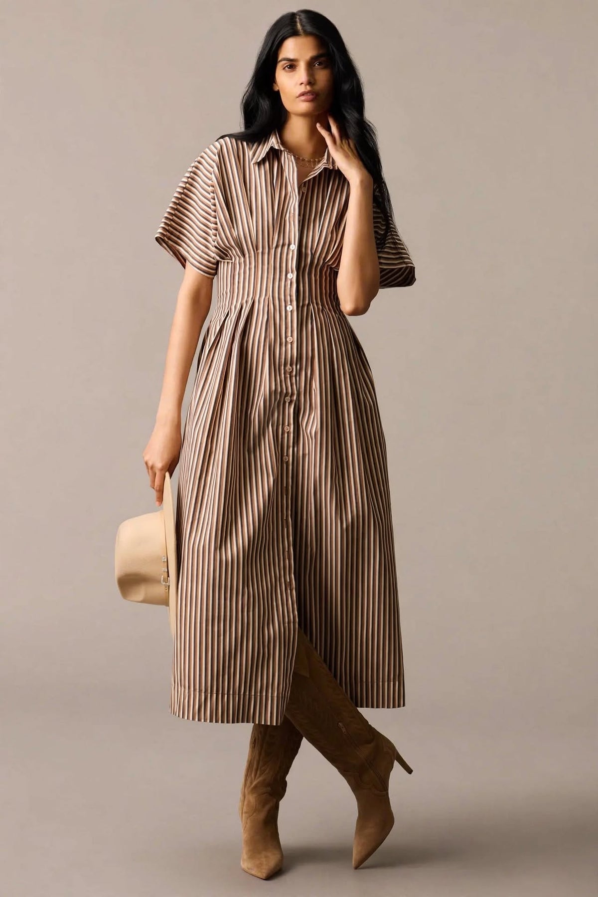 Tailored striped shirtdress