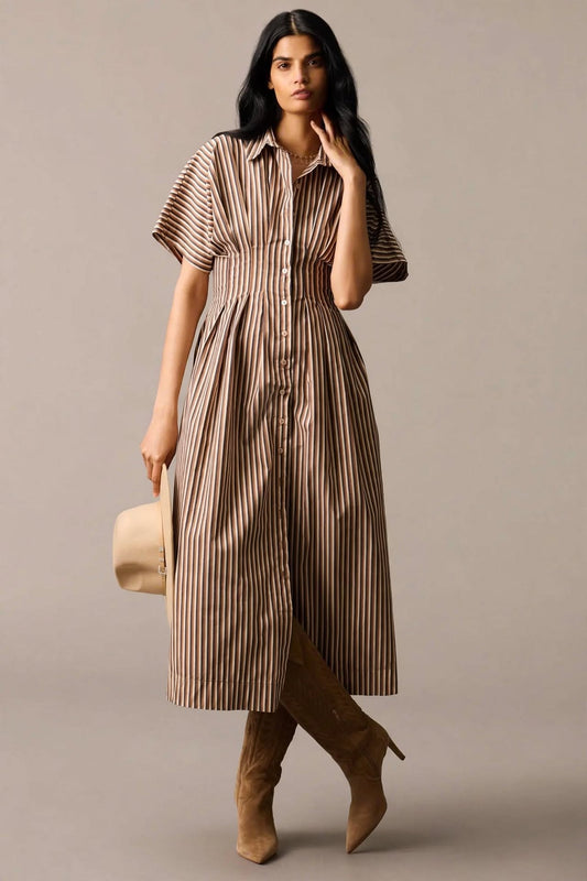 Tailored striped shirtdress