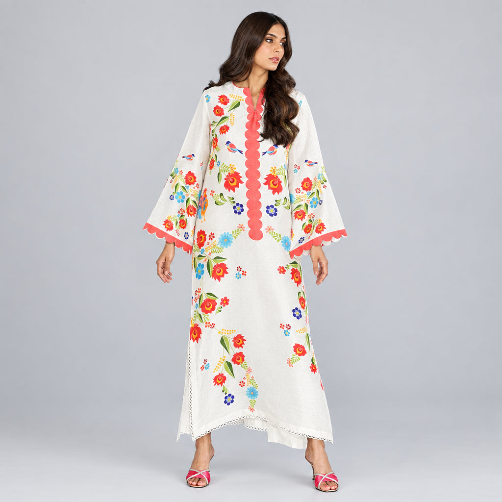 Floral Embroidered Scalloped Cords