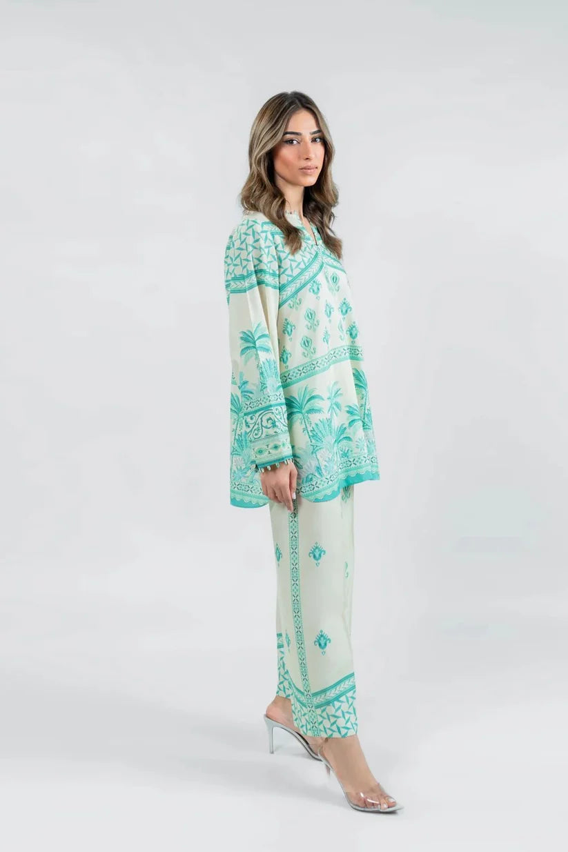 Aqua Palm Print Co-ord Set