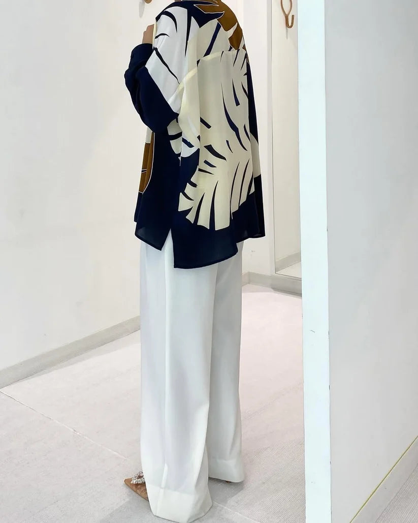 Navy Earth Abstract Leaf Shirt