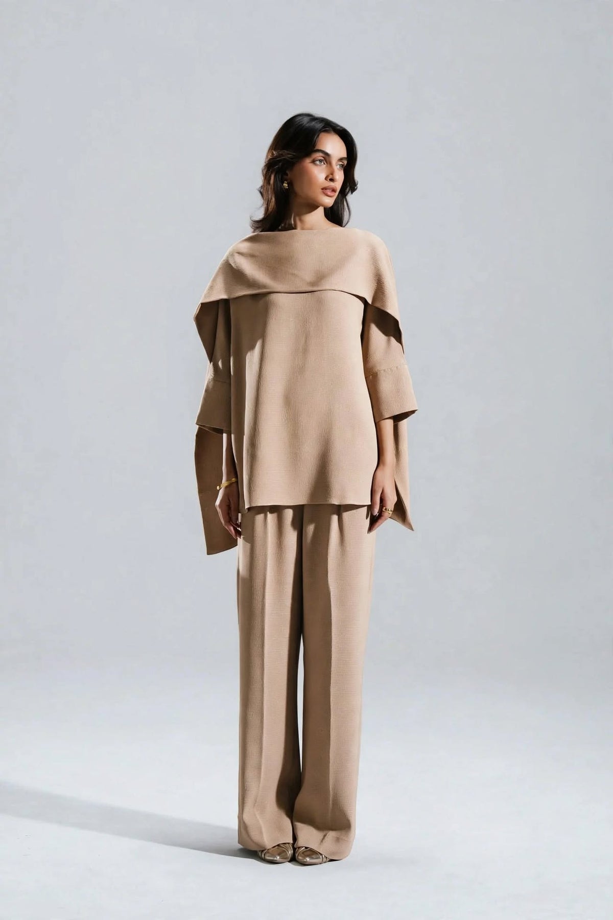Luna Cape Draped Co-Ord Set - Effortless Luxury
