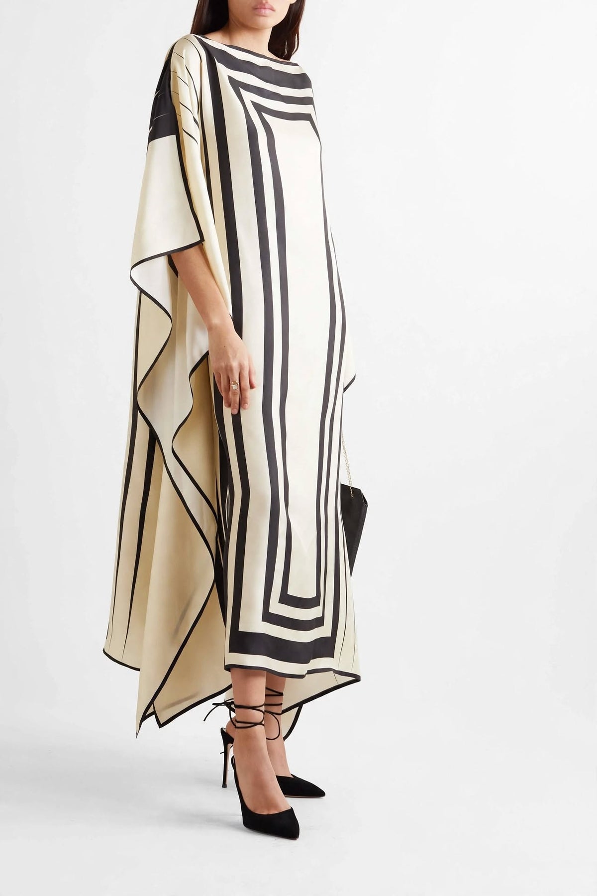 The Linear Kaftan Dress - Black & Ivory