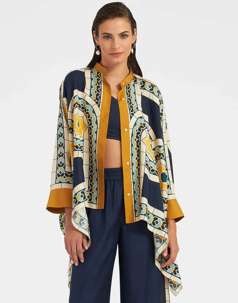 Mosaic Muse - Navy Blue 3-Piece Co-ord Set
