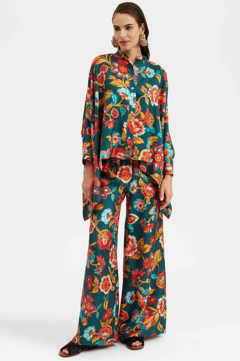 Teal Tropical Bloom Kaftan Co-ord Set