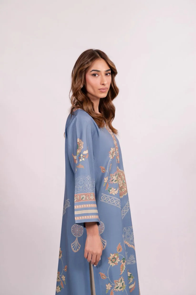 Powder Blue Vintage Medallion Printed Co-ord Set