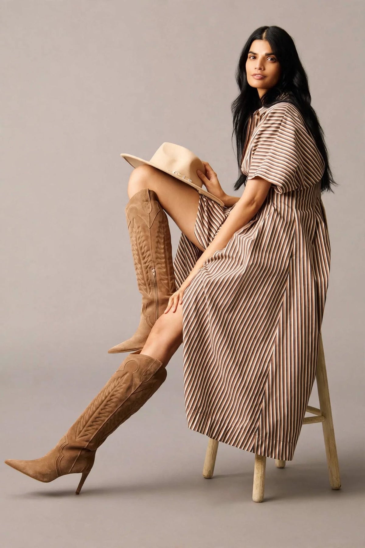 Tailored striped shirtdress