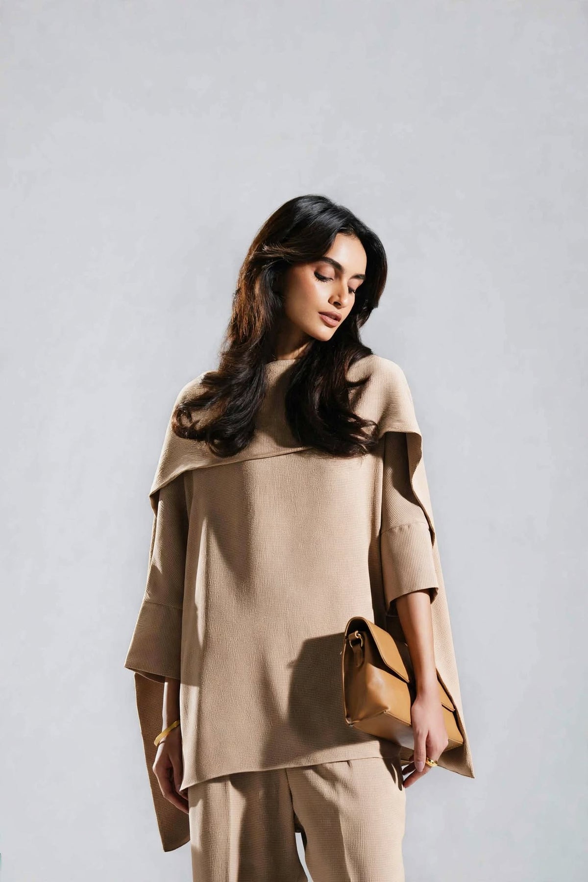 Luna Cape Draped Co-Ord Set - Effortless Luxury