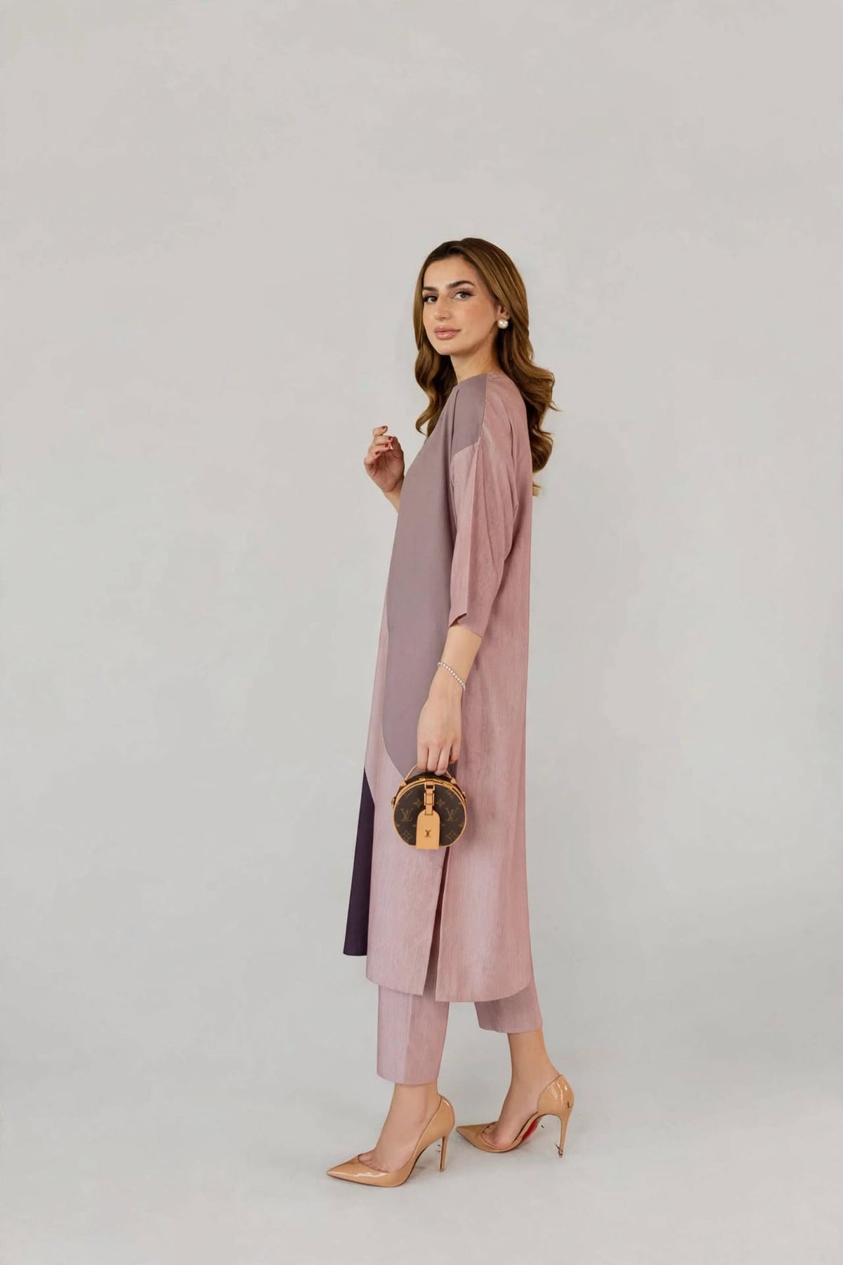 Mauve Color-Block  Co-ord Set