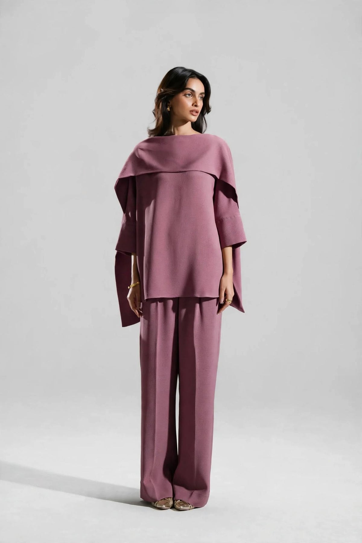 Luna Cape Draped Co-Ord Set - Effortless Luxury