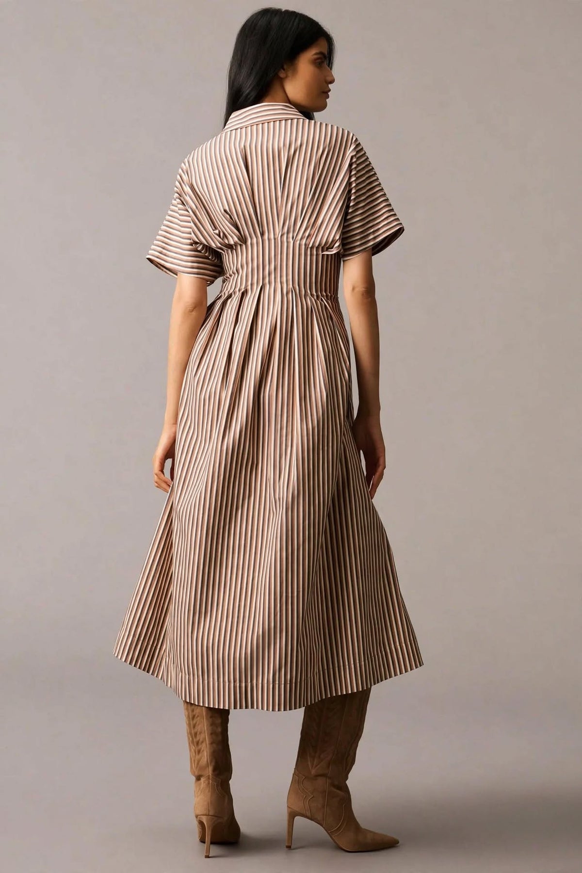 Tailored striped shirtdress