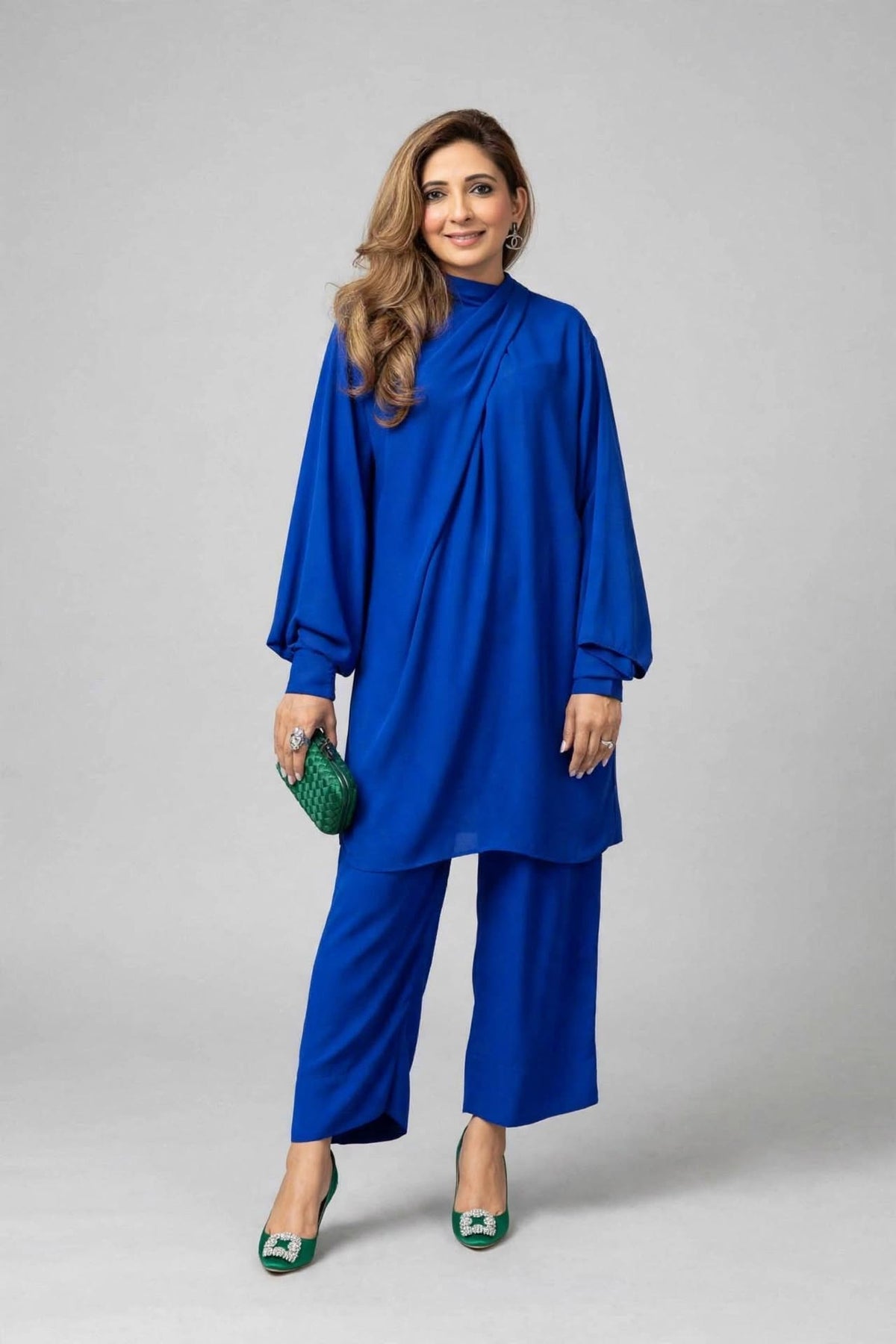 Royal Cobalt Drape Co-ord Set